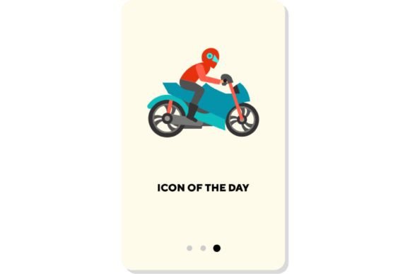 Riding Motorcycle Flat Icon: Racing Isolated Vector Sign