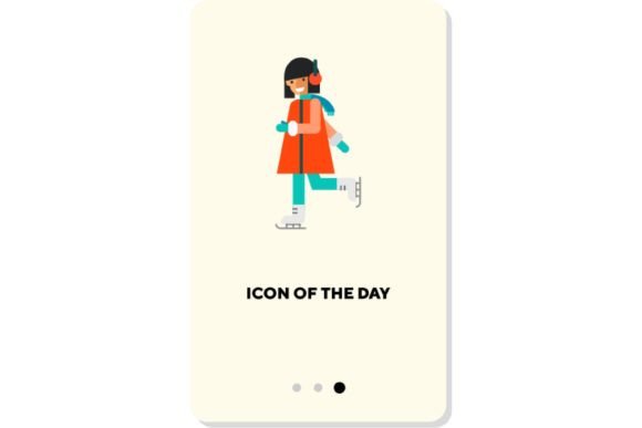 Winter Sport Flat Icon: Girl Skating Iso